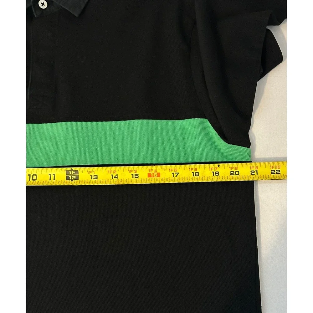 Polo Golf Ralph Lauren Polo Shirt Mens M Black Green Striped Pima Cotton